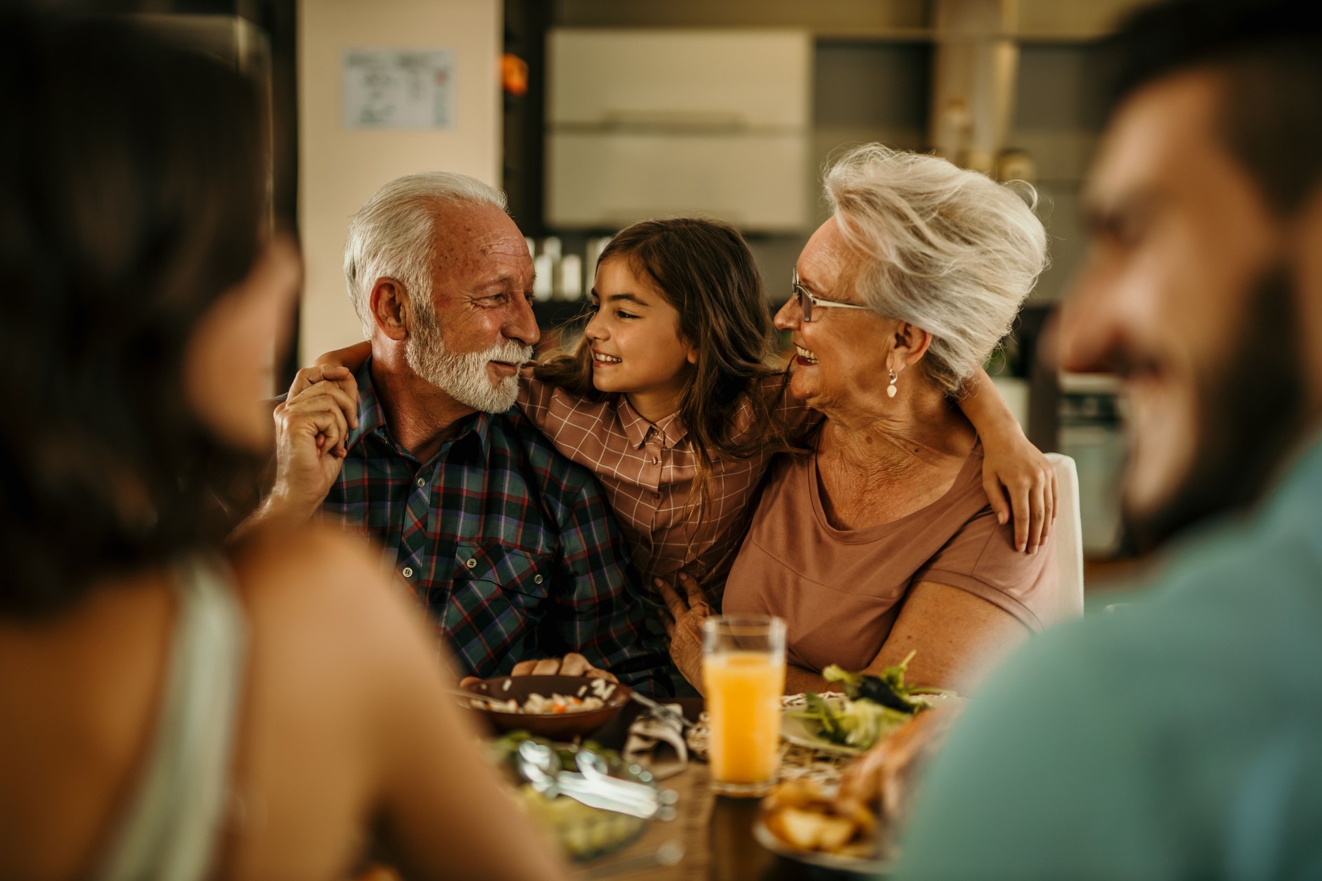 Three generation family sharing love